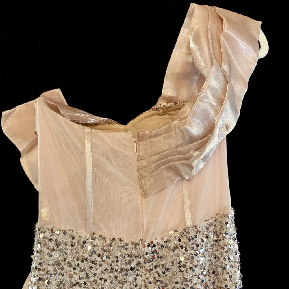 Gold Nude Sequin Evening Gown Formal NWOT - Picture 4 of 6